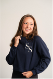 Navy Cropped Crew Sweatshirt